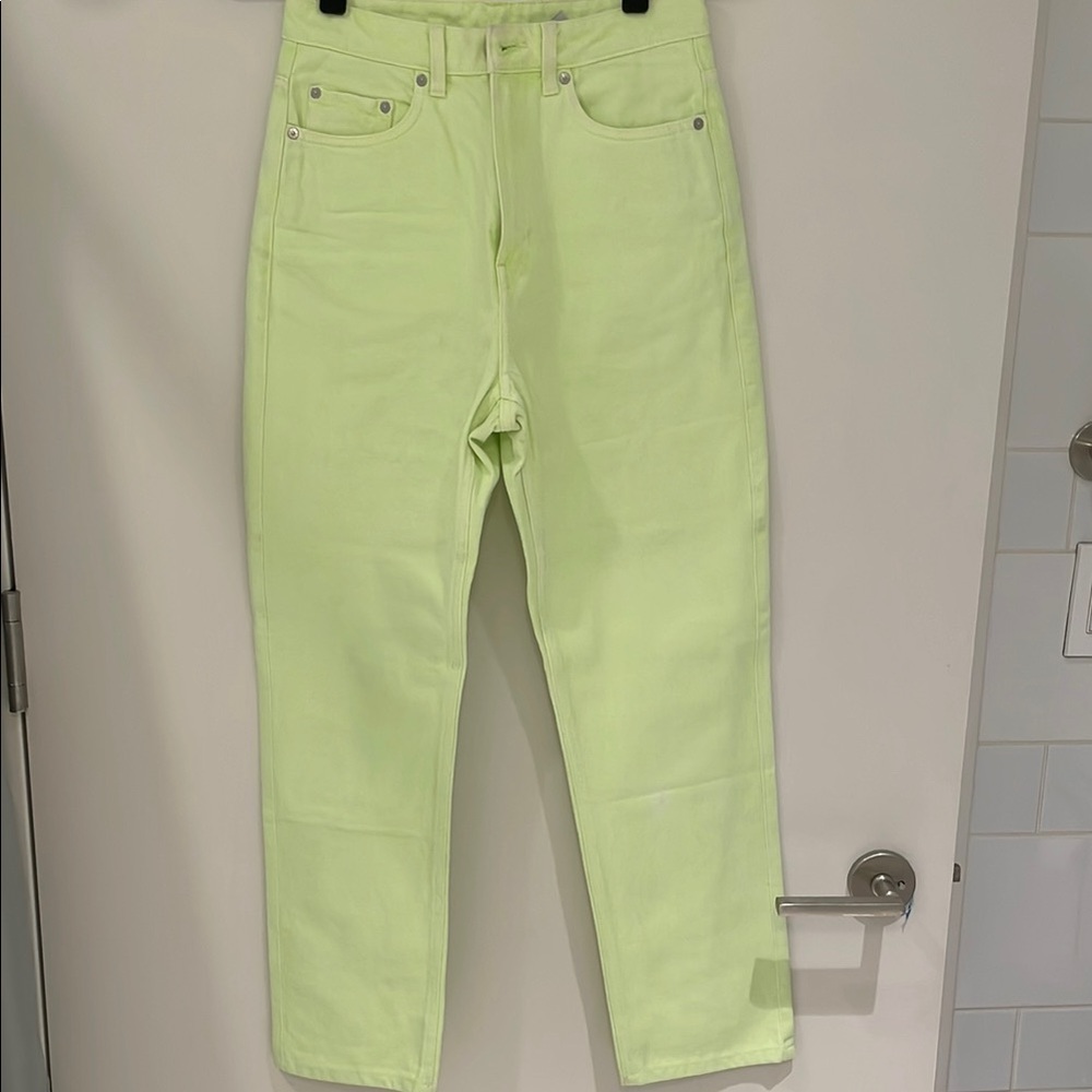 Weekday Rowe Neon Yellow High-Waisted Jeans